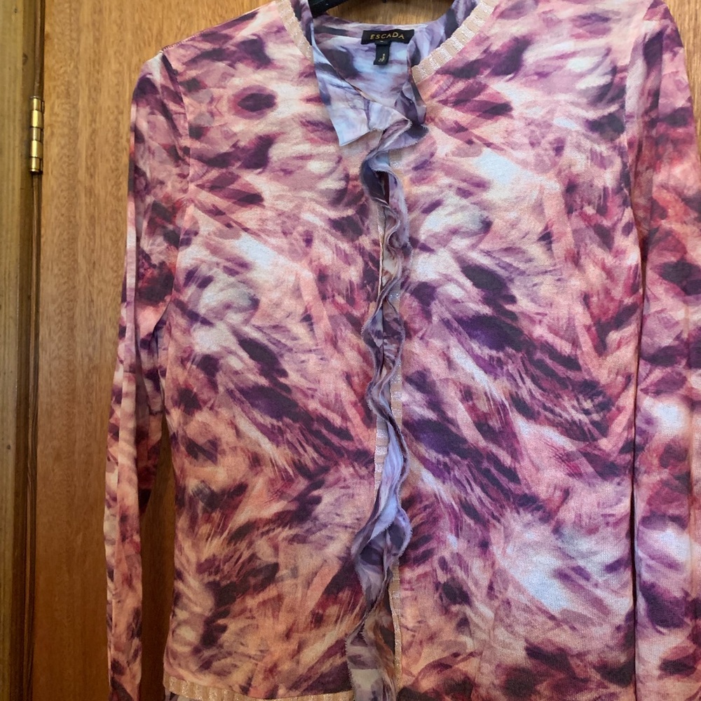 Escada Multicolored Sweater with shear trim.  Sz.L